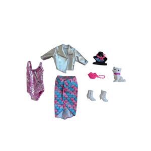 Barbie Doll Outfit Bathing Suit  Silver Jacket Cat Shoes Jewelry Mannequin